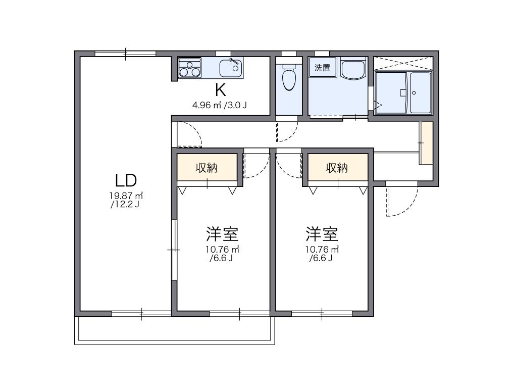 レオパレスイルリビエル(2LDK/1階)の間取り写真