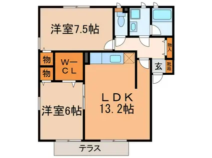 ボイス楠(2LDK/1階)の間取り写真