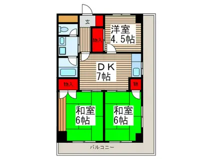 日東北袋ハイツ(3DK/3階)の間取り写真