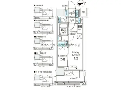リビオメゾン御茶ノ水イースト(1DK/12階)の間取り写真