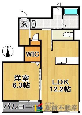 ユニヴァリィ サクセス(1LDK/1階)の間取り写真