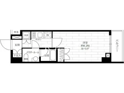 グランドコンシェルジュ広尾(1K/2階)の間取り写真