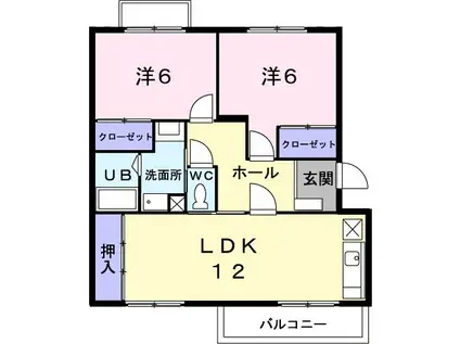 第1藤倉ハイツ(2LDK/3階)の間取り写真