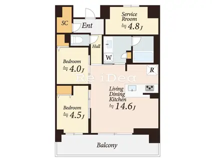 LUXENAPAWS藤沢(2SLDK/4階)の間取り写真