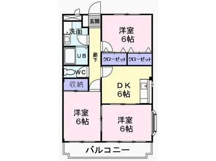 メゾン加美平(3DK/3階)の間取り写真