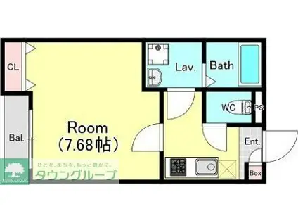 ジーメゾン狭山入間川(1K/3階)の間取り写真