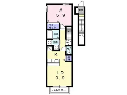 エクラ駿II(1LDK/2階)の間取り写真