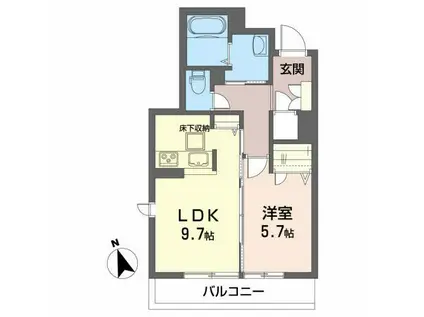 メゾンマスト 蛇田(1LDK/1階)の間取り写真