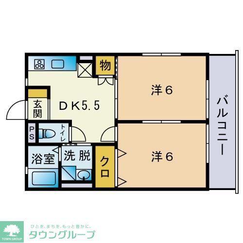 ガーデンヒルズ(2DK/1階)の間取り写真