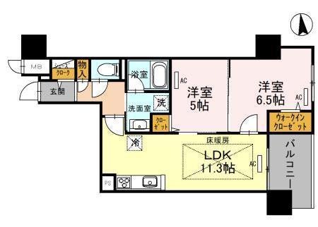 IBC RESIDENCE ウエスト(2LDK/11階)の間取り写真