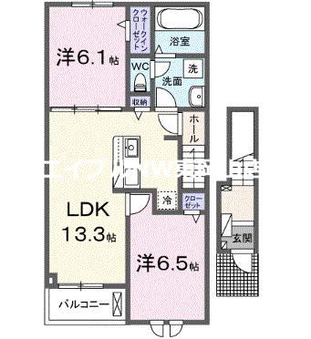アヴェニールガーデン(2LDK/2階)の間取り写真