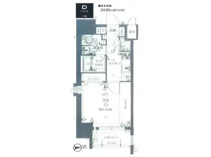 サヴォイ箱崎セントリシティ(1K/6階)の間取り写真