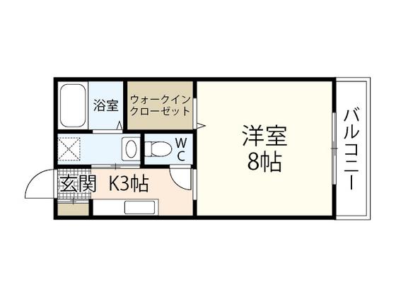 緑荘(1K/2階)の間取り写真