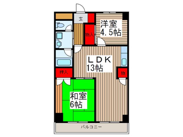 日東北袋ハイツ(2LDK/3階)の間取り写真