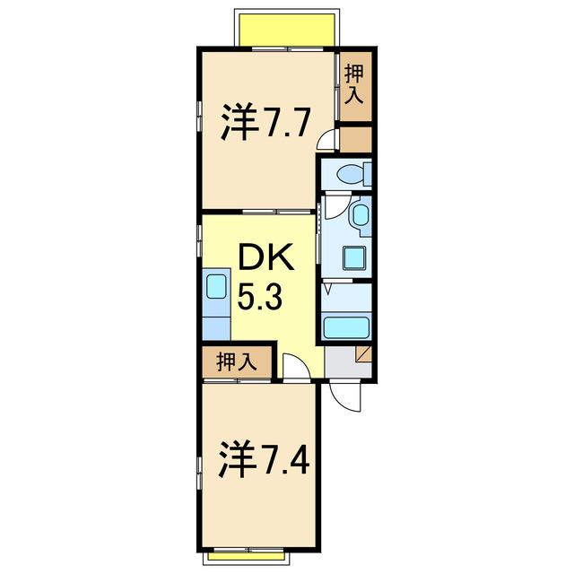 ロイヤルパレスA(2DK/2階)の間取り写真