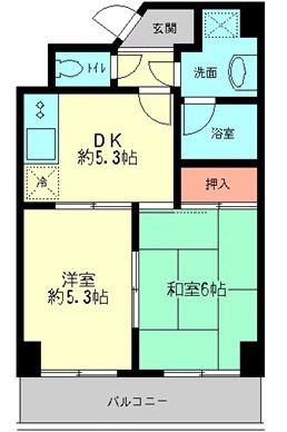 エコーピア(2DK/8階)の間取り写真