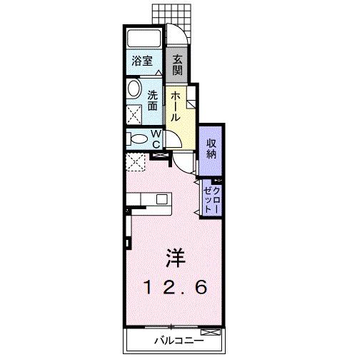 アルマーニ II(ワンルーム/1階)の間取り写真