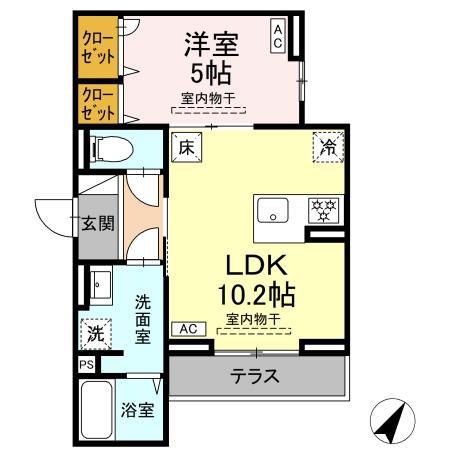 コルザ南台(1LDK/1階)の間取り写真