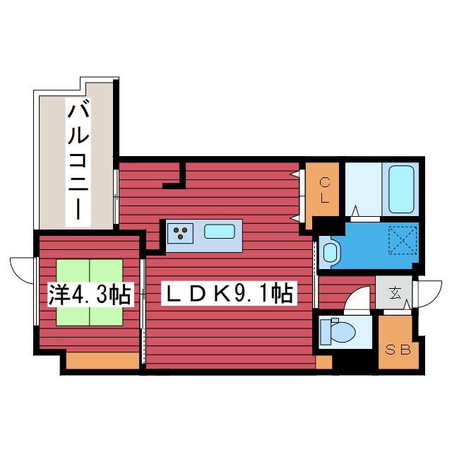 F006(1SLDK/2階)の間取り写真