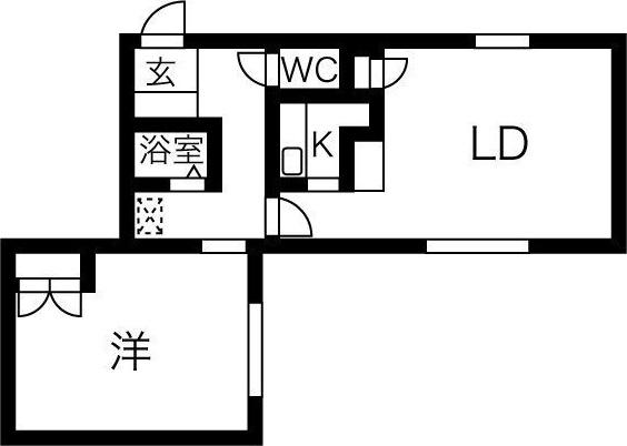 アルファアパル発寒(1LDK/1階)の間取り写真