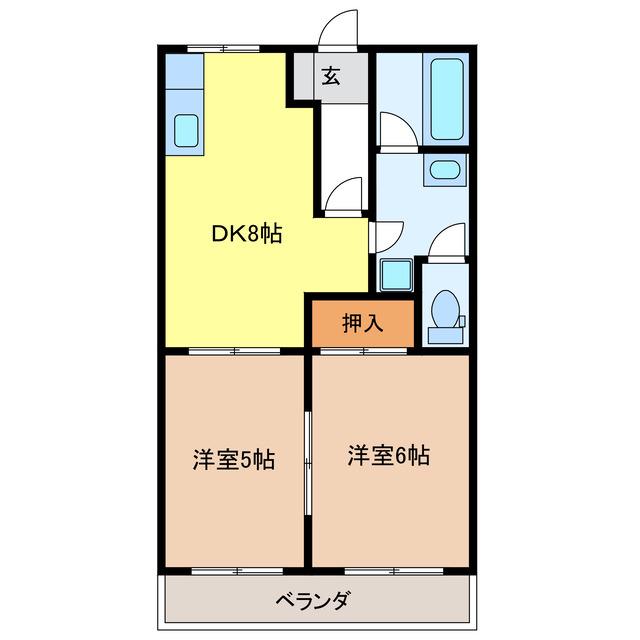 コンフォールT(2DK/2階)の間取り写真