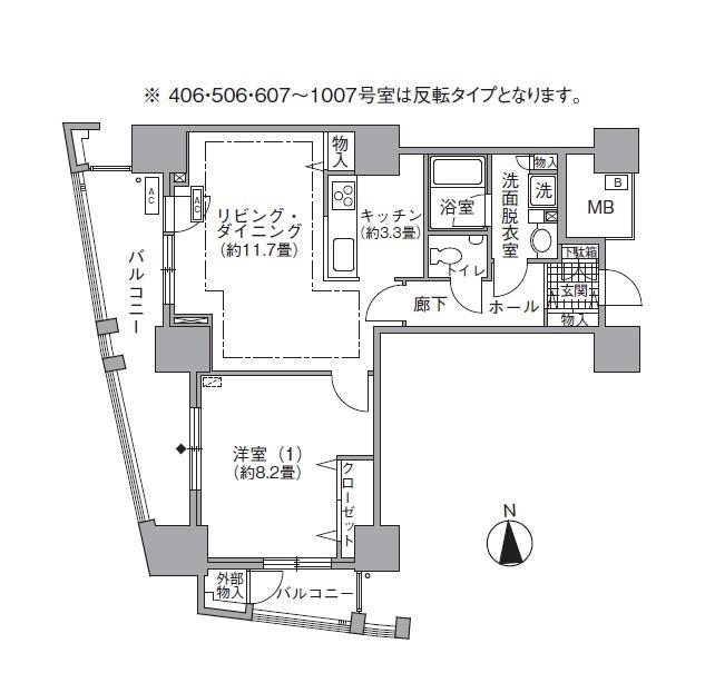 アクティ汐留(1LDK/4階)の間取り写真