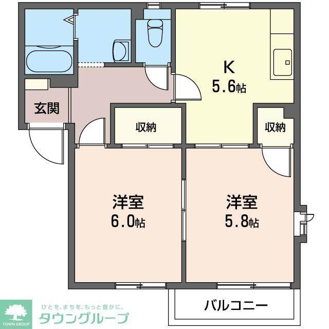 アンタレス北野B(2K/1階)の間取り写真