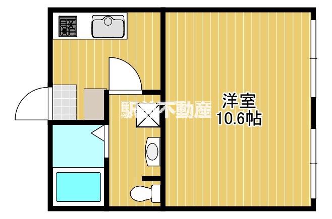 ウエストサイド(1K/1階)の間取り写真