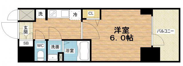 プレサンス松屋町ヴィゴラス(1K/8階)の間取り写真