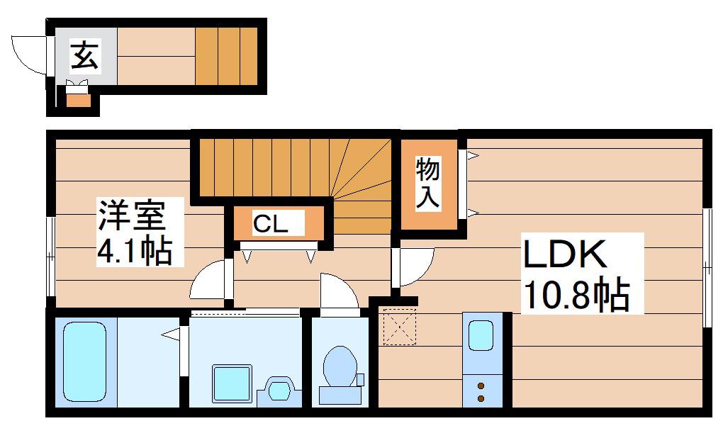 メゾンドプルーン北山(1LDK/2階)の間取り写真
