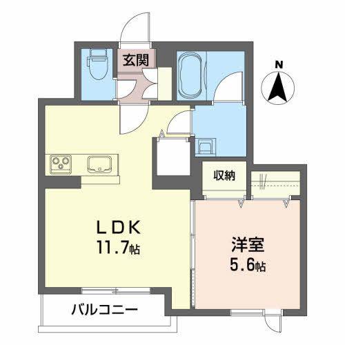 ベレオYN(1LDK/2階)の間取り写真