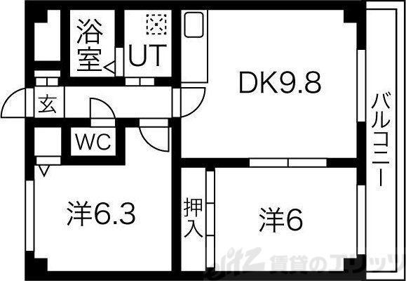パークサイドテラス(2DK/1階)の間取り写真