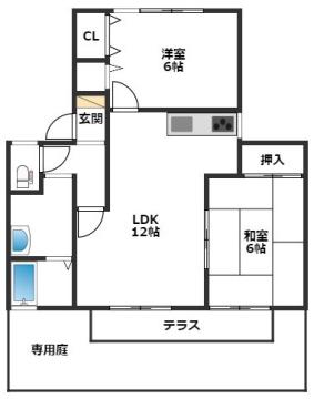 ＪＲ博多南線 博多南駅 徒歩20分 2階建 築36年(2LDK/1階)の間取り写真