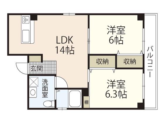 ボイスビル6(2LDK/5階)の間取り写真