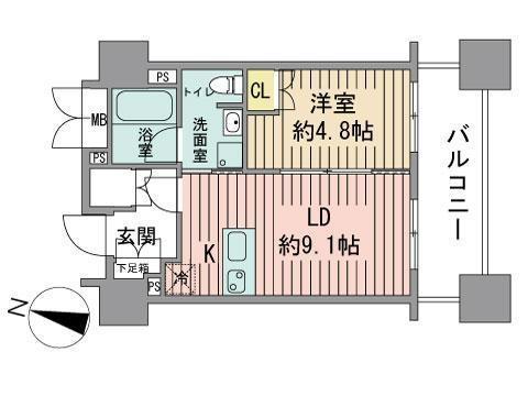 ラフィネタワー札幌南3条(1DK/2階)の間取り写真