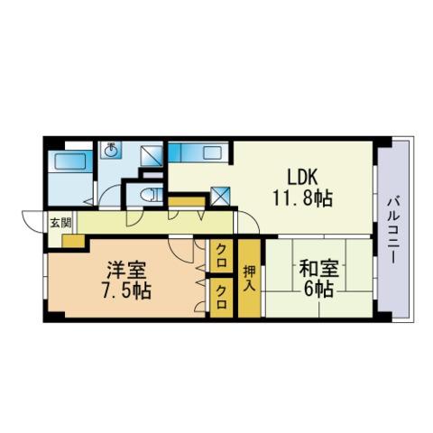 ロングライフⅡ(2LDK/4階)の間取り写真