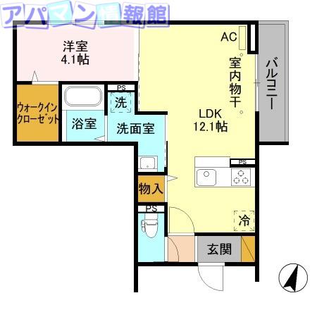 セジュール小張木(1LDK/3階)の間取り写真