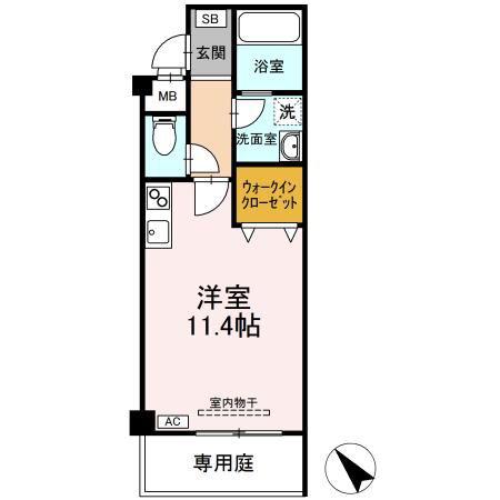 ソフィア(ワンルーム/1階)の間取り写真
