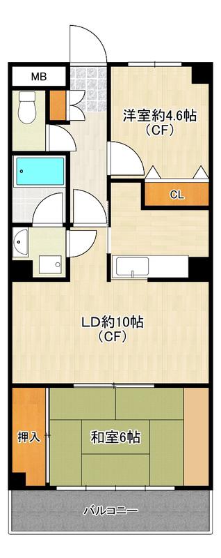 キャピタル新川崎(2LDK/3階)の間取り写真