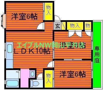 シティークレストA(3LDK/1階)の間取り写真