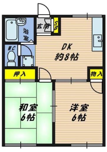 B・WPARTII(2DK/1階)の間取り写真