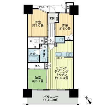 サーパス学校町レジデンス(3LDK/5階)の間取り写真
