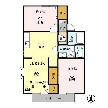 セジュールグランデV(2LDK/2階)の間取り写真