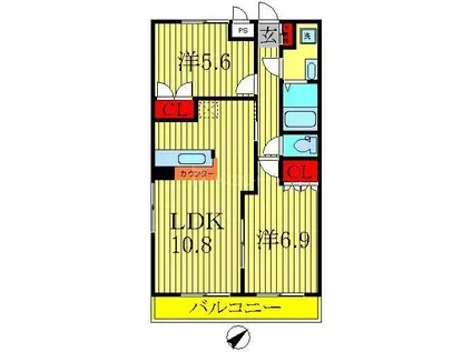 CARROT III(2LDK/2階)の間取り写真