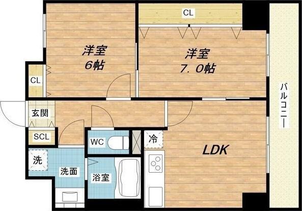グランデュール林寺(2LDK/4階)の間取り写真