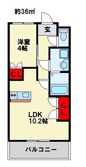 シャーレ大喜(1LDK/1階)の間取り写真