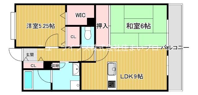 京阪本線 古川橋駅 徒歩5分 6階建 築26年(2LDK/2階)の間取り写真