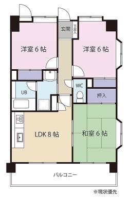 ひまわり21(3LDK/6階)の間取り写真