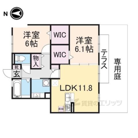 四季の風B棟(2LDK/2階)の間取り写真