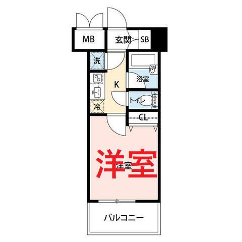 パレステュディオ田町(1K/8階)の間取り写真